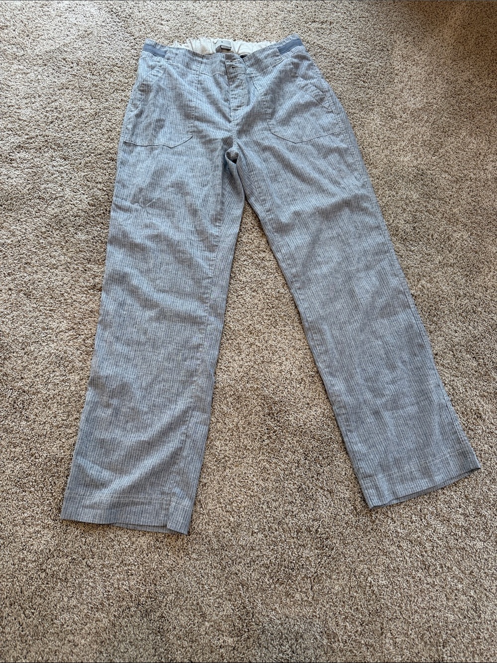 Royal Robbins Ladies Light Gray/Blue Straight-Leg Pants, size 12, lightweight